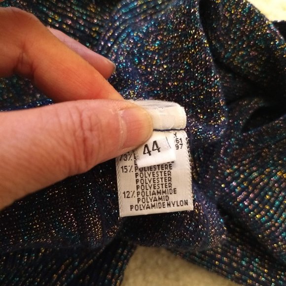 vintage 80s Benetton sleeveless metallic knit sweater dress NWOT - Picture 9 of 12